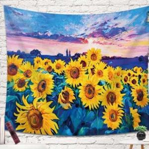 인테리어포스터 패브릭 월 데코 해바라기밭 가림막 (대) 150X130