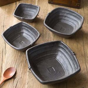 이천도자기 돌비 고리사각볼 1호 12cm 그릇 식기 플레이트