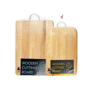 원목도마 스텐손잡이(중) 고무나무 주방도마