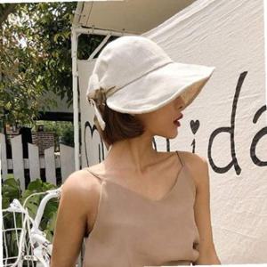 린넨 3컬러 바캉스룩 산책모자 러블리 리본 버킷햇