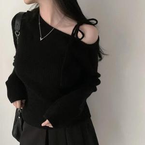 [더블디][더블디] 여성 리본끈 오프숄 니트 DHH-E80 (32958260A)