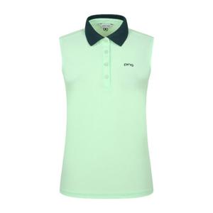 핑골프 NQC 121E2TO460_MT 여성 카라 배색 민소매 티셔츠