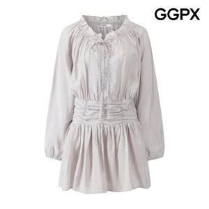 GGPX  프릴 리본넥 허리 밴딩 미니 원피스 (GQ3OP014F)