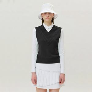 [세인트앤드류스]여성 레이스 라인 V넥 니트 베스트 821E1SV006_BK