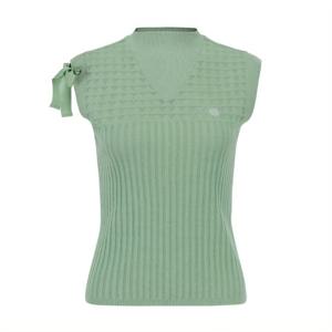 [세인트앤드류스]여성 사이드 리본 조직감 슬리브리스 니트 반팔 821E2SR001_MT