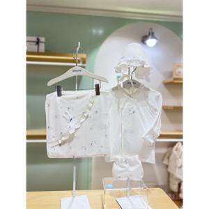 압소바 압소바HM (출산선물)리본코튼모달배냇저고리속싸개손싸개모자4종 (W1A2D10102) W1A2D101