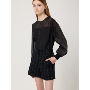 씨씨콜렉트 C251MSC006 라운드넥 시스루 볼륨 블라우스 C251MSC006