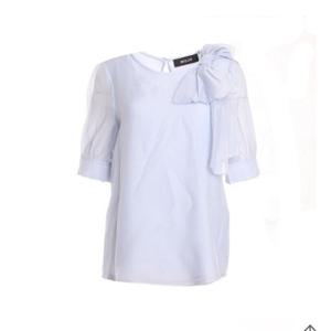 모조에스핀 리본 라운드 시폰 스카이 블루 블라우스 J252XSC023 J252XSC023