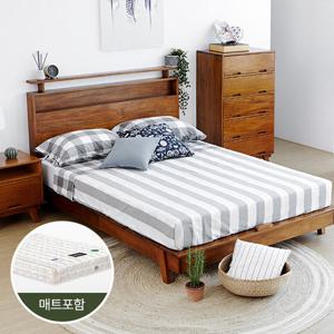 유씨엠 클레이 평상형 원목 킹/퀸사이즈 침대 (매트포함)