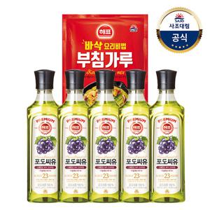 [사조대림] 해표 포도씨유500ml x5개+튀김/부침가루1kg x1개