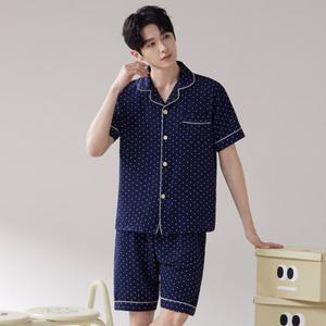 에클렛 남성 여름 요루면 도트 반팔 카라 셔츠 파자마 상하 잠옷세트