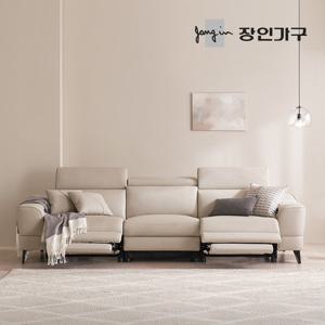 장인가구 파테르 4인용 제로월 양방향 전동 가죽 리클라이너 소파