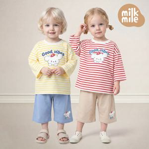 [밀크마일] 솜사탕퍼피스트라이프상하복