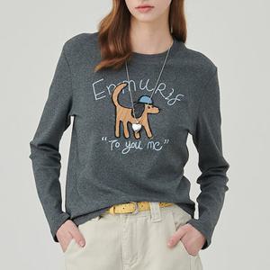 [마이르핀] 강아지 캐릭터 슬림 긴팔 티셔츠