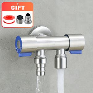 양갈래 수도꼭지 분배기 세탁기 베란다 화장실 청소건 수도 분리