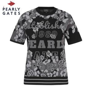 [파리게이츠] 파리게이츠 여성 카모 자카드 로고 반팔 니트 521C3SR155_BK