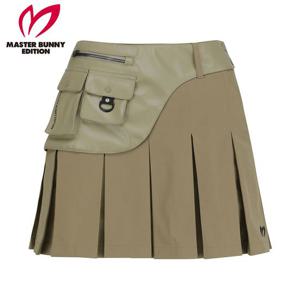 [마스터바니] 여성 탈착 레더 레이어 플리츠 큐롯 스커트