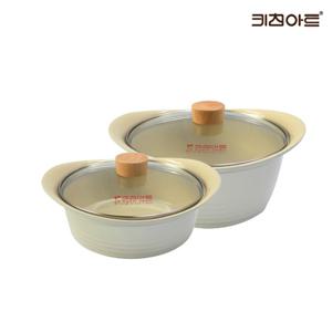 키친아트 베이직 인덕션용냄비 세라믹코팅 주물 냄비세트 2종H 양24+전22