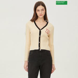 베네통 토끼자수 케이블 니트 가디건 BAKC10341_BE