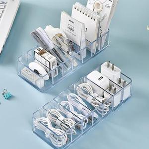 아크릴 케이블 선 정리함 케이스 [투명 칸막이 케이블선 USB 충전기 리모컨 소품 화장품]