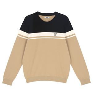 [볼빅어패럴] 남성 골프 에센셜 컬러블럭 라운드 긴팔 니트 VMKTP291_BE