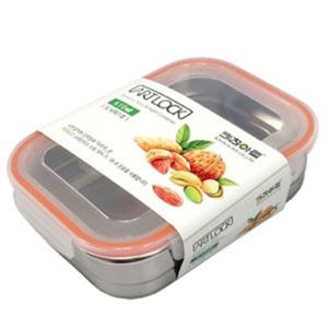 키친아트 스텐 밀폐용기 도시락 1호 610ml 밀폐스텐용기 스텐통 스텐밀폐용기 스텐레스밀폐용기 반찬통 스