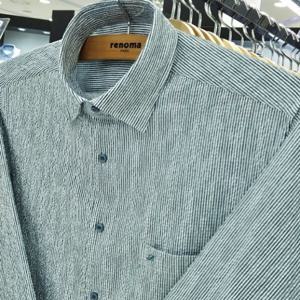 [레노마셔츠]일반핏 /카라-스냅버튼/밑단-일자/ 서커 긴소매 셔