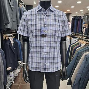 런던포그 HL01 타탄체크 블루 반팔셔츠 1 Lpa3a556