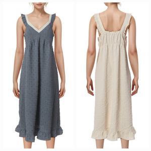 [바바라(언더웨어)]나시 캡 내장 롱 홈웨어 원피스AGW4600L