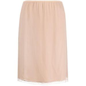 구찌 실크 쉬폰 레이스 트림 미디 스커트 760549 XUAI05735 NUDE