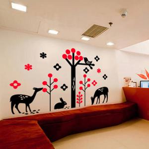 아트박스/꾸밈 ij182-행복한숲속에 사슴과함께_그래픽스티커