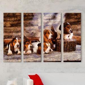 아트박스/꾸밈 iw361-바셋하운드강아지가족_그림_대형노프레임세