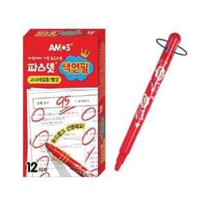 아트박스/오피스큐 파스넷 색연필 채점용 빨강 12EA