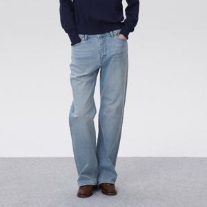 [플랙진]여성 로그 M31 릴렉스 스트레이트 연청 데님 팬츠 (PJTF5LGM315)