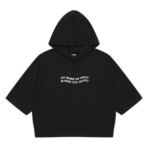 [에꼴리에]여아 레터링 포인트 7부 후드 티셔츠 23C0483_BK