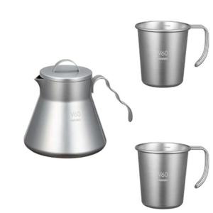 하리오 아웃도어 메탈 커피 서버  컵 2P_