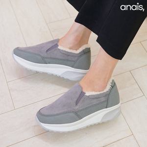 [아나이스] 스웨이드 통굽 털슬립온 4cm_25F269 [무료배송]