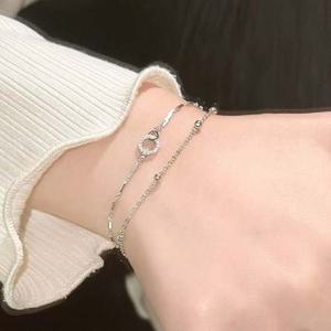 레이어드 써지컬 더블 팔찌 링 체인 패션 팔찌 은팔찌 써지컬팔찌 패션팔찌 데일리팔찌