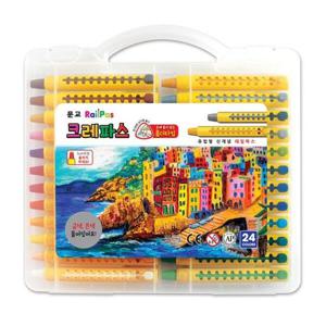 아트박스/오피스큐 레일 크레파스 24색