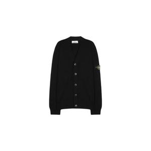 Stone Island스톤 아일랜드 516B2 와펜 패치 브이넥 니트 가디건 블랙   24SS 8015516B2-V0029