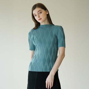 [요이츠](택가 142000원)[요이츠] 마름모 반목 플리츠 블라우스 민트_YJ08WNPBL02