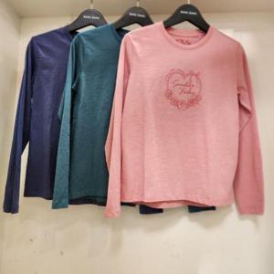 뱅뱅 HC15 뱅뱅 봄 간절기 프린트 면100% 라운드 얇은 긴팔 티셔츠 NTM249