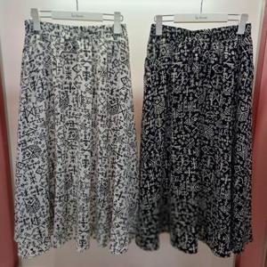 Latium HC06 A라인 플레어 플리츠 밴딩 주머니 문릿에스닉 스커트 T2613sk04