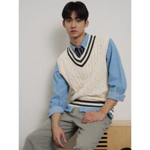 [빈폴멘] 케이블 틸든 베스트 아이보리 (BC6251C090)