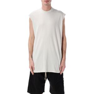 릭오웬스 코튼 타프 로고 테이프 슬리브리스 티셔츠 DU01F4158R