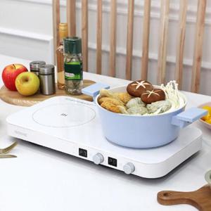 키친아트2800화이트 라팔 세라믹 글라스 2구 인덕션 전기레인지