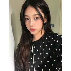 제너럴아이디어 세미 루즈핏 도트 가디건 [BLACK] WBE3L04511 382925