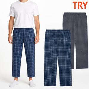 트라이 남자잠옷바지 115 120 면100 순면 주자 60수 홈웨어 하의 9부 파자마