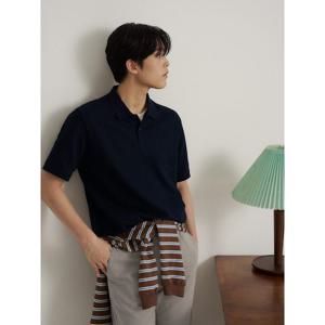 [빈폴멘] 레이어드넥 텍스처 반소매 티셔츠 네이비 (BC6342C36R)