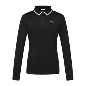 M 핑골프웨어 NQC 121E3TO052_BK 여성 카라 배색 포인트 긴팔 티셔츠